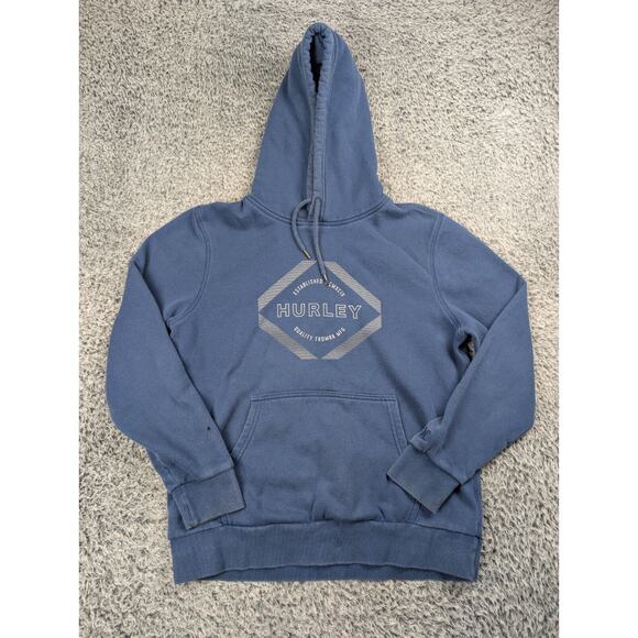 Hurley Hoodie Men Large Blue Sweatshirt Pullover Skater Hip Hop Outdoor Fleece - Picture 1 of 5
